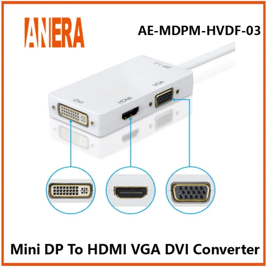 Anera Heißer Verkauf Mini DP Display zu HDMI VGA DVI Video Konverter Adapter Kabel