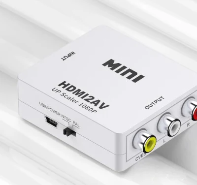 Unterstützt 1080P HDMI-zu-AV-Mini-Konverter, HDMI-zu-CVBS+L+R-HD-Videokonverter-Adapter