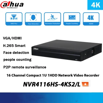 Dahua 4K 4/8/16 Kanal CCTV-Sicherheitsnetzwerk-Videorecoder ohne PoE NVR4116HS-4ks2/L NVR