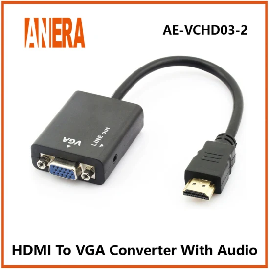 Anera Amazon Hot Sale HDMI-Videokonverter, HDMI-Stecker auf VGA-Buchse, Adapterkabel mit Audio