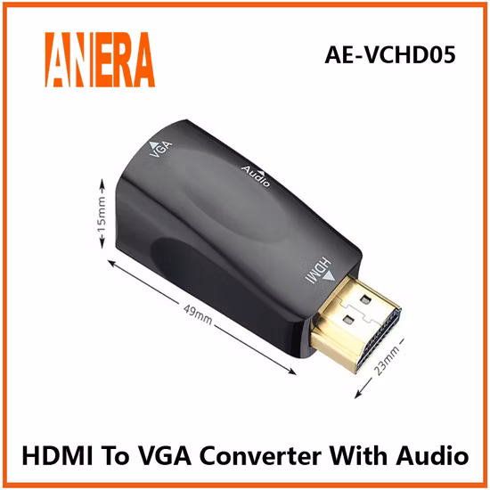 Anera Amazon Hot Sale HDMI-Videokonverter, HDMI-Stecker auf VGA-Buchse, Adapter mit Audio